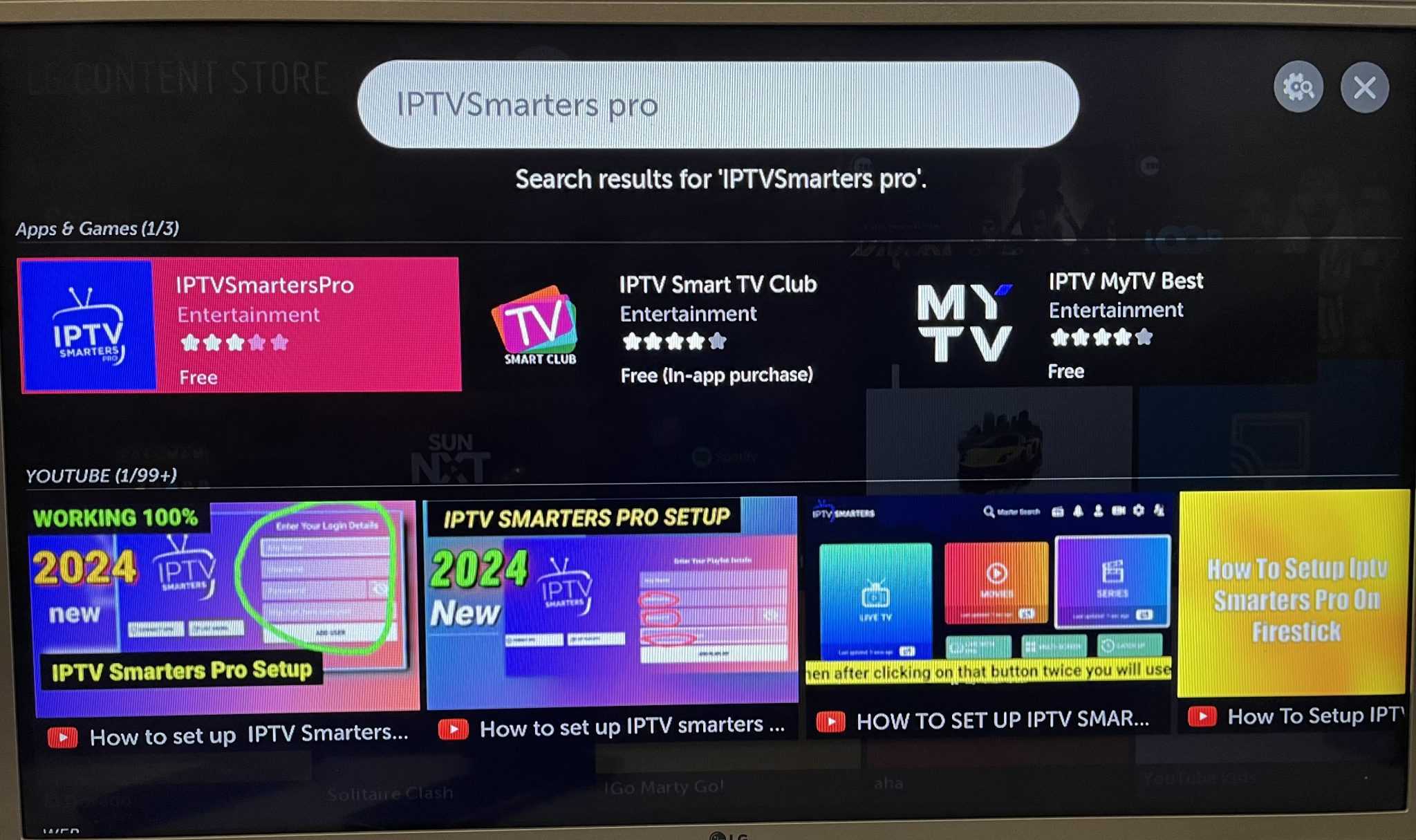 LG Content Store: Suche nach IPTV Smarters Pro