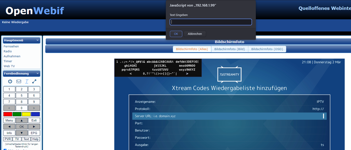 Xstreamity: Allgemeine Einstellungen