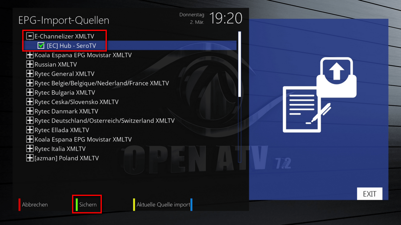 EPG-Importer: Quellen und Import