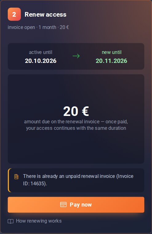 Invoice open: button “Pay now”